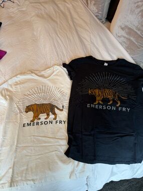 Emerson Fry Short Sleeve Tiger Tee in Black and Cream